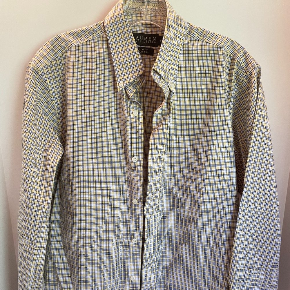 Lauren Ralph Lauren Yellow Plaid Dress Shirt